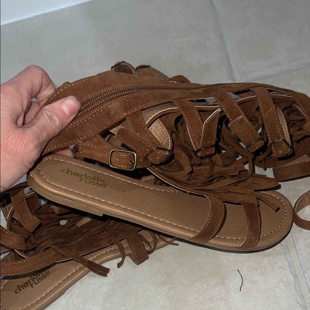 Brown Fringe Gladiator Sandals NEW Size 7 - Picture 11 of 15